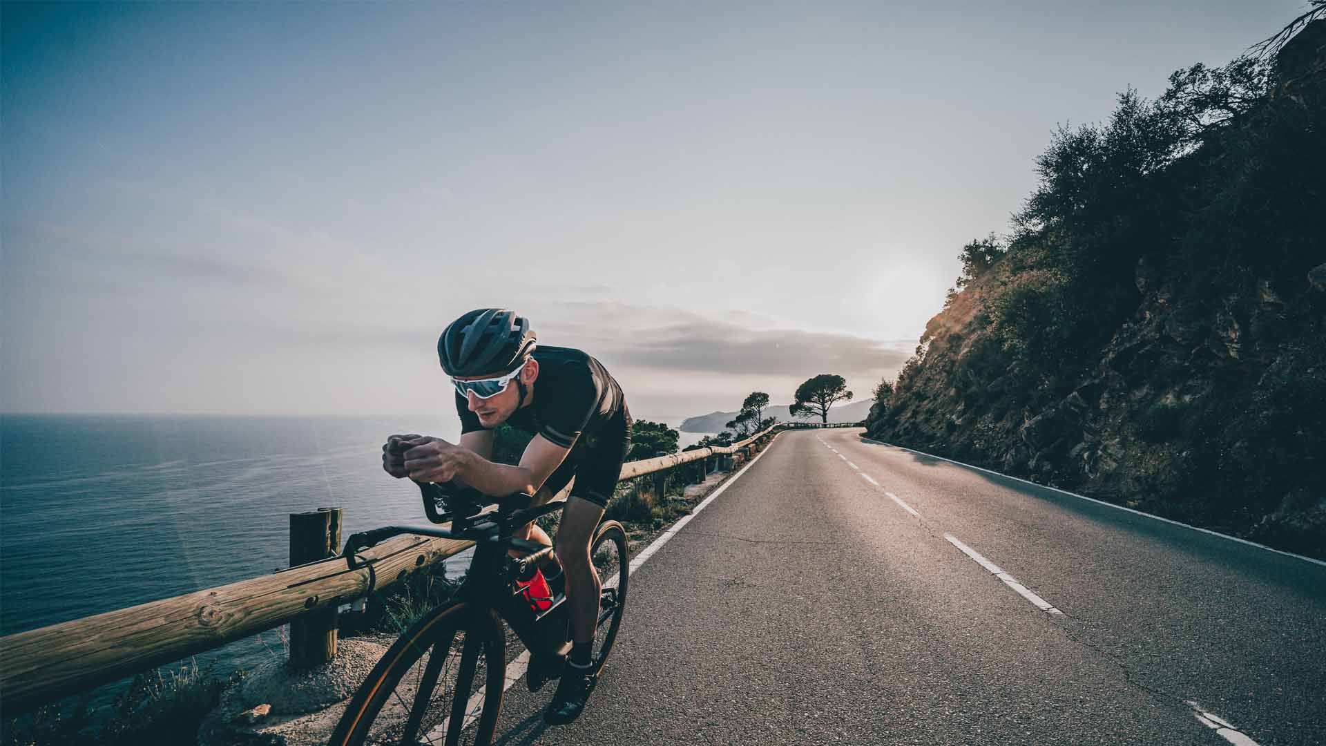 Florian Angert cycling along the coast
