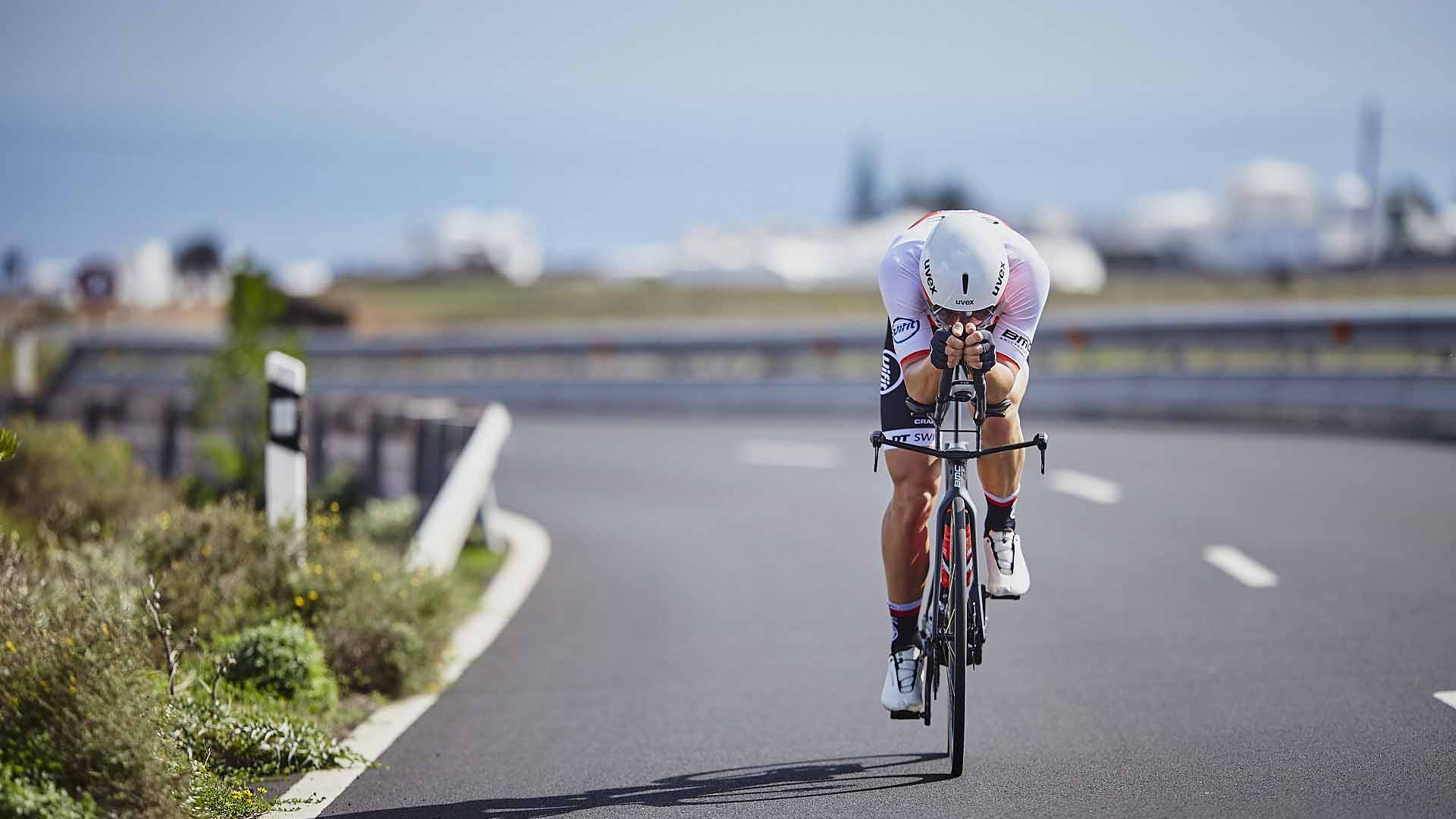 Kristian Hoegenhaug cycling on a country road